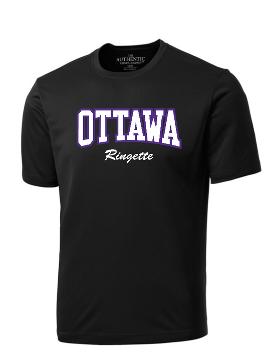 CORA PARKOUR COTTON SHORT SLEEVE SHIRT WITH HEAT PRESSED FULL FRONT OTTAWA LOGO