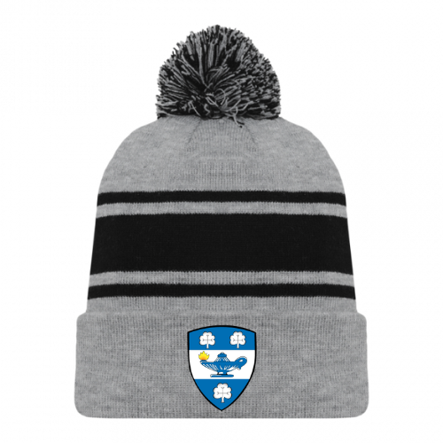 LISGAR COLLEGIATE INSTITUTE POM POM HAT WITH MICROFLEECE LINING WITH EMBROIDERED LOGO ON FRONT