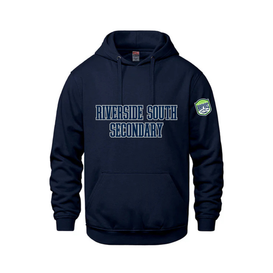 RIVERSIDE SOUTH VAULT HOODIE WITH FRONT TWILL EMBROIDERY AND EMBROIDED LOGO ON SLEEVE
