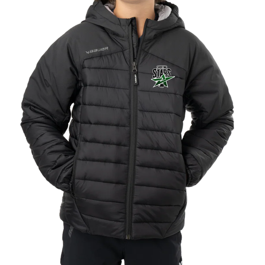 EO SHOOTING STARS BAUER HOODED PUFFER JACKET WITH LEFT CHEST EMBROIDERED LOGO