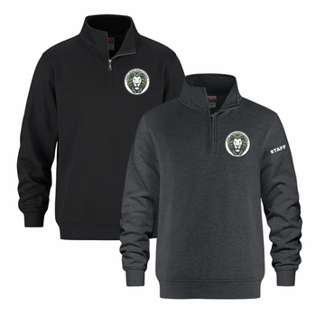 HENRY MUNRO STAFF FLUX 1/4 ZIP WITH LEFT CHEST EMBROIDERED LOGO AND "STAFF" ON SLEEVE