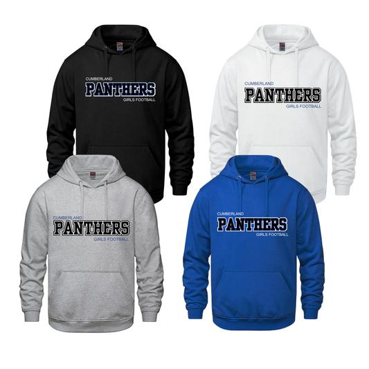 CUMBERLAND PANTHERS GIRLS FOOTBALL CHAMPION COTTON HOODIE WITH FULL FRONT APPLIQUE