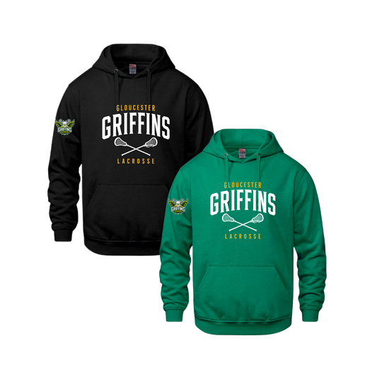 Griffins Hoodie | CX2 Vault - Full Front Lacrosse Sticks Heat Press & Logo on Sleeve