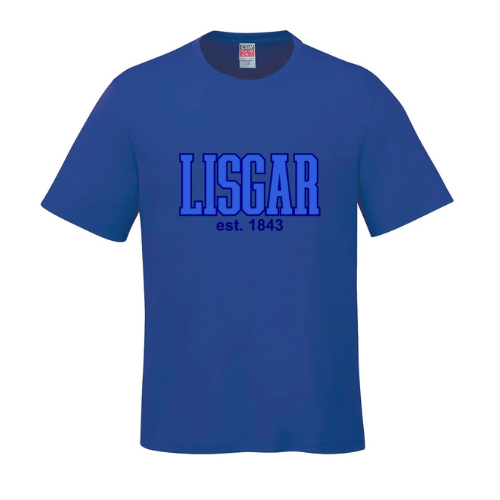 LISGAR COLLEGIATE INSTITUTE PARKOUR SHORT SLEEVE TSHIRT WITH HEAT PRESSED FULL FRONT LOGO