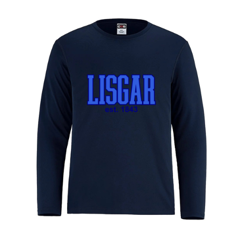 LISGAR COLLEGIATE INSTITUTE SHORE LONG SLEEVE TSHIRT WITH FULL FRONT HEAT PRESS LOGO