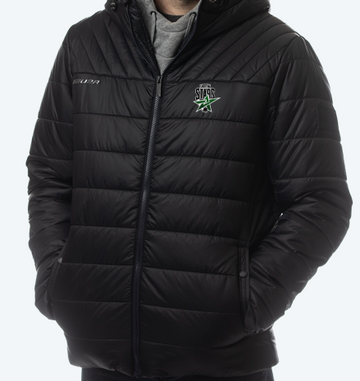 EAST OTTAWA SHOOTING STARS BAUER HOODED PUFFER JACKET - BLACK -YOUTH WITH EMBROIDERED LEFT CHEST LOGO