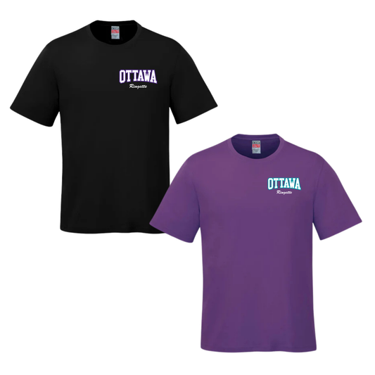 CORA PARKOUR COTTON TSHIRT WITH LEFT CHEST "OTTAWA RINGETTE" LOGO YOUTH AND MENS