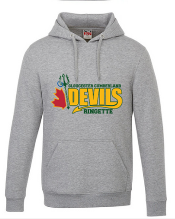 GLOUCESTER CUMBERLAND DEVILS COTTON FLEECE HOODIE ADULT - GREY