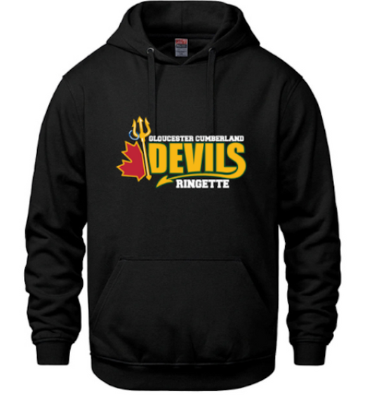 GLOUCESTER CUMBERLAND DEVILS COTTON HOODIE -BLACK ADULT