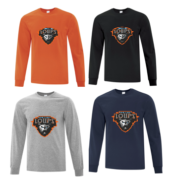 MER BLEUE LOUPS ATC COTTON LONG SLEEVE TSHIRT WITH FULL FRONT HEAT PRESS LOGO