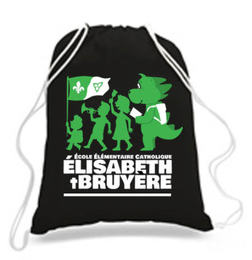ÉCOLE ÉLÉLMENTAIRE CATHOLIQUE ÉLISABETH-BRUYÈRE ATC CINCH BAG WITH 3 COLOUR PRESS ON LOGO