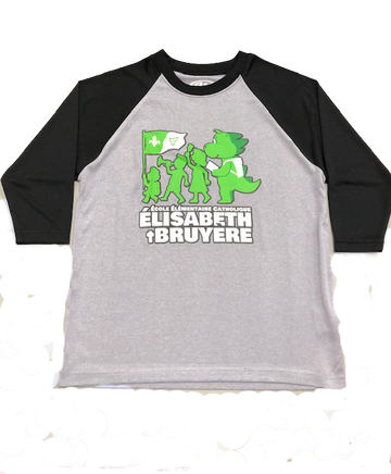 ÉCOLE ÉLÉMENTAIRE CATHOLIQUE ÉLISABETH-BRUYÈRE BASEBALL 2 TONE SHIRT WITH 3 COLOUR PRINTED LOGO