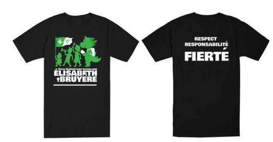 ÉCOLE ÉLÉMENTAIRE CATHOLIQUE ÉLISABETH-BRUYÈRE ATC COTTON TSHIRT INCLUDES 3 COLOUR PRINT ON FRONT AND 1 COLOUR PRINT ON BACK
