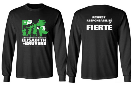 ÉCOLE ÉLÉMENTAIRE CATHOLIQUE ÉLISABETH-BRUYÈRE ATC COTTON LONG SLEEVE TSHIRT WITH 3 COLOUR LOGO PRINTED ON FRONT AND 1 COLOUR ON BACK