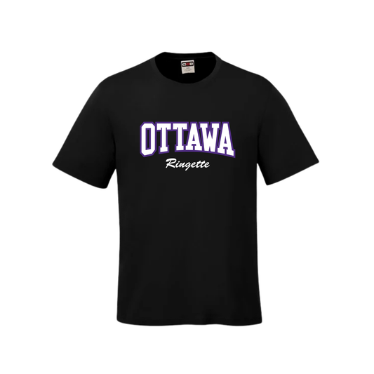 CORA PARKOUR COTTON TSHIRT WITH FULL FRONT "OTTAWA RINGETTE" LOGO YOUTH AND MENS