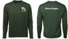 OTTAWA WOLVES RUGBY LONG SLEEVE DRYFIT TEE WITH LEFT CHEST HEAT PRESSED LOGO AND WOLVES RUGBY HEAT PRESSED ON BACK