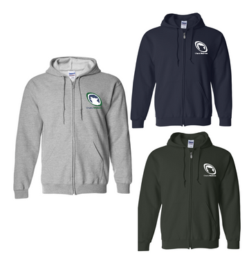 OTTAWA WOLVES RUGBY GILDAN FULL ZIP HOODIE WITH EMBROIDERED LOGO