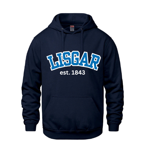 LISGAR COLLEGIATE INSTITUTE VAULT HOODIE WITH EMBROIDERED FULL FRONT TWILL APPLIQUE