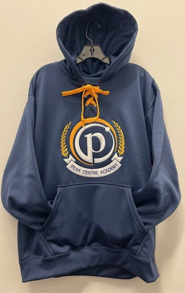 PEAK ACADEMY KOBE DANGLER HOCKEY LACE PERFORMANCE HOODIE WITH LARGE PEAK ACADEMY LOGO EMBROIDERED ON FRONT