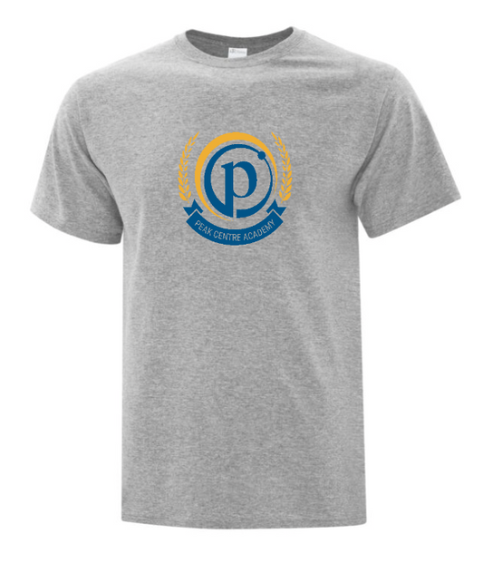 PEAK ACADEMY PARKOUR TSHIRT WITH FULL FRONT HEAT PRESSED LOGO AND SLOGAN ON THE BACK