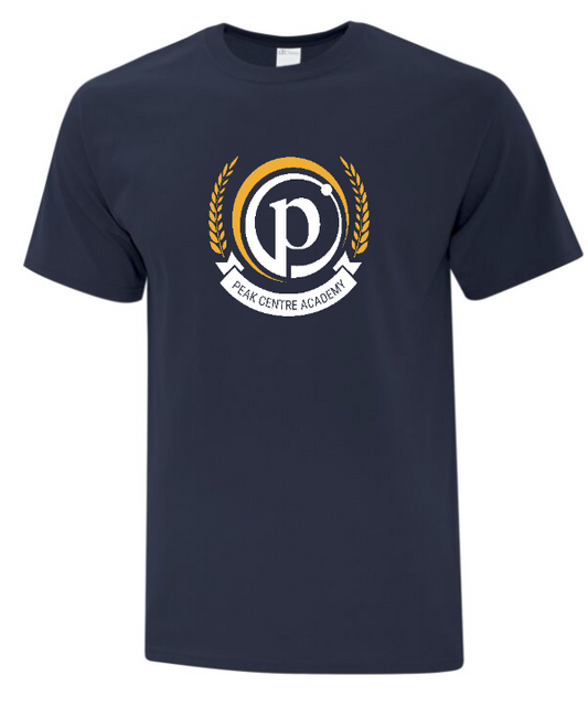 PEAK ACADEMY PARKOUR TSHIRT WITH FULL FRONT HEAT PRESSED LOGO AND SLOGAN ON THE BACK
