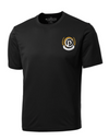 PEAK ACADEMY COAST SHORT SLEEVE BLACK TSHIRT WITH HEAT PRESSED LEFT CHEST LOGO AND BACK SLOGAN