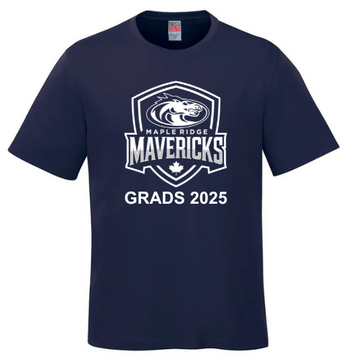 MAPLE RIDGE ELEMENTARY SCHOOL COTTON TSHIRT WITH HEAT PRESSED MAPLE RIDGE GRADS 2025 ON FRONT