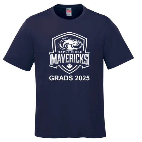 MAPLE RIDGE ELEMENTARY SCHOOL COTTON TSHIRT WITH HEAT PRESSED MAPLE RIDGE GRADS 2025 ON FRONT