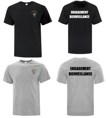 ÉCOLE ÉLÉMENTAIRE CATHOLIQUE SAINT JOSEPH ATC COTTON TSHIRT WITH HEAT PRESSED LEFT CHEST LOGO AND BACK PRINT
