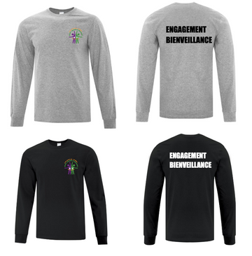 ÉCOLE ÉLÉMENTAIRE SAINT JOSEPH D'ORLÉANS ATC COTTON LONG SLEEVE TSHIRT WITH LEFT CHEST HEAT PRESSED LOGO AND BACK PRINT