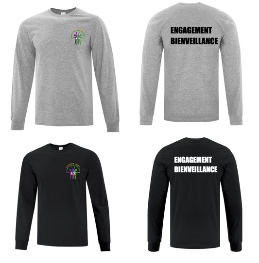 ÉCOLE ÉLÉMENTAIRE SAINT JOSEPH D'ORLÉANS ATC COTTON LONG SLEEVE TSHIRT WITH LEFT CHEST HEAT PRESSED LOGO AND BACK PRINT