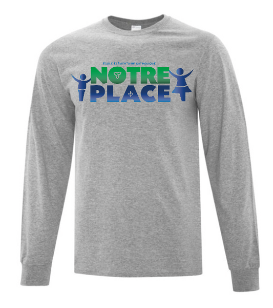 NOTRE PLACE COTTON TSHIRT LONG SLEEVE WITH HEAT PRESSED LOGO