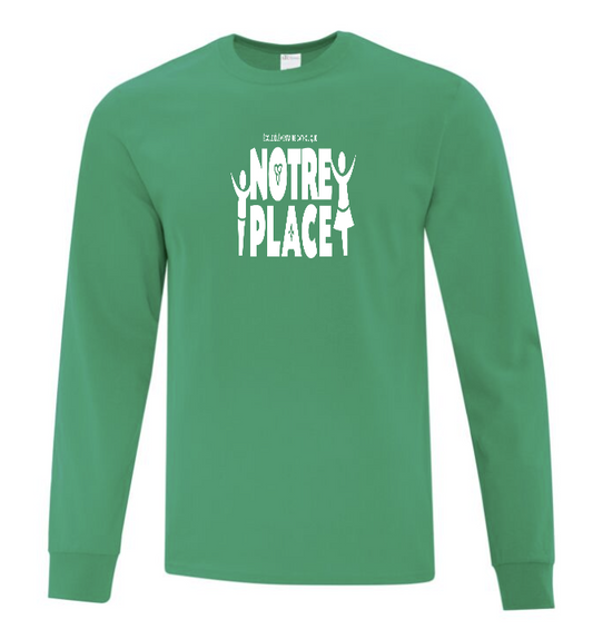 NOTRE PLACE COTTON TSHIRT LONG SLEEVE WITH HEAT PRESSED LOGO