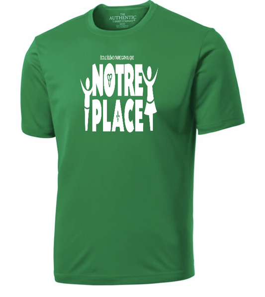 NOTRE PLACE ATC SHORT SLEEVE DRYFIT TSHIRT WITH HEAT PRESSED LOGO