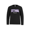 CORA SHORE DRYFIT LONG SLEEVE TSHIRT WITH HEAT PRESSED FULL FRONT OTTAWA LOGO