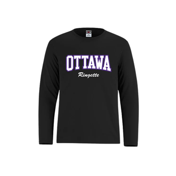 CORA SHORE DRYFIT LONG SLEEVE TSHIRT WITH HEAT PRESSED FULL FRONT OTTAWA LOGO