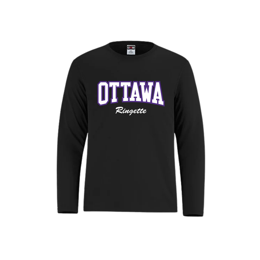 CORA SHORE DRYFIT LONG SLEEVE TSHIRT WITH HEAT PRESSED FULL FRONT OTTAWA LOGO
