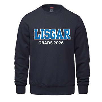 LISGAR COLLEGIATE INSTITUTE CREW NECK SWEATSHIRT WITH FULL FRONT APPLIQUÉ (GRADS 2026)