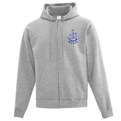 LISGAR COLLEGIATE INSTITUTE FULL ZIP HOODIE WITH EMBROIDERED LEFT CHEST MUSIC LOGO