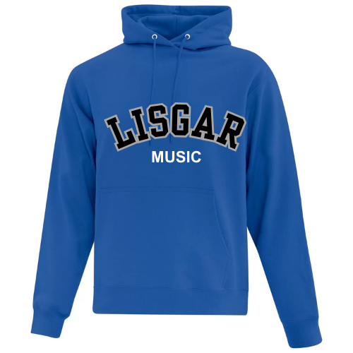 LISGAR COLLEGIATE INSTITUTE VAULT HOODIE WITH FULL FRONT MUSIC APPLIQUE