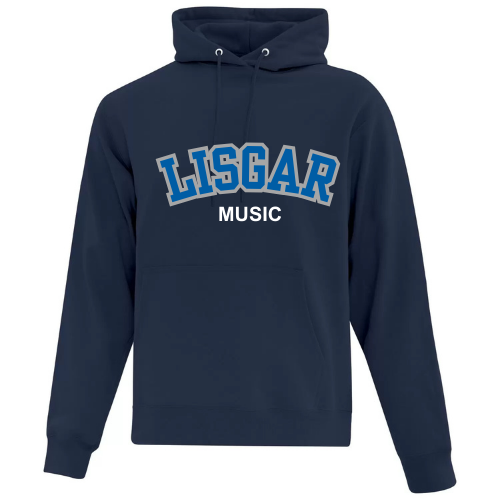 LISGAR COLLEGIATE INSTITUTE VAULT HOODIE WITH FULL FRONT MUSIC APPLIQUE