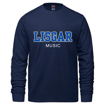 LISGAR COLLEGIATE INSTITUTE LONG SLEEVE COTTON TSHIRT WITH HEAT PRESSED FULL FRONT MUSIC LOGO