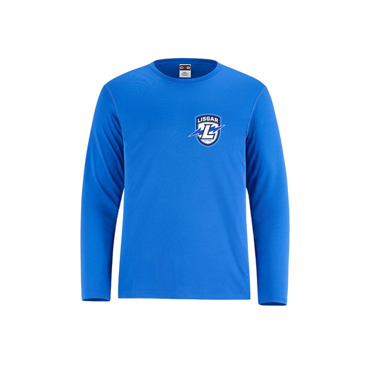 LISGAR LONG SLEEVE DRYFIT WITH LEFT CHEST HEAT PRESS LIGHTNING LOGO SHORE