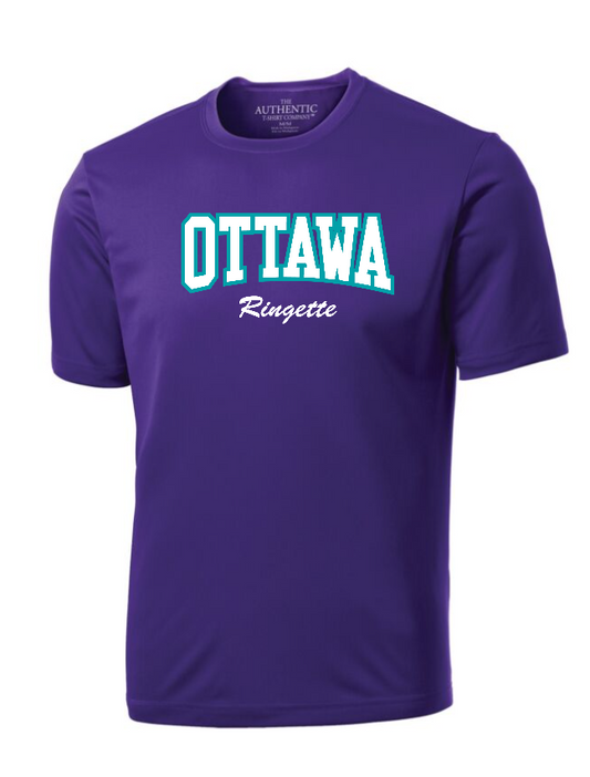 CORA PARKOUR COTTON SHORT SLEEVE SHIRT WITH HEAT PRESSED FULL FRONT OTTAWA LOGO
