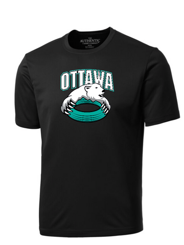 CORA PARKOUR COTTON SHORT SLEEVE SHIRT WITH HEAT PRESSED FULL FRONT BEAR LOGO