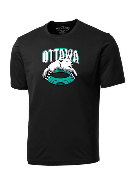 CORA PARKOUR COTTON SHORT SLEEVE SHIRT WITH HEAT PRESSED FULL FRONT BEAR LOGO