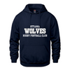 OTTAWA WOLVES RUGBY CHAMPION COTTON HOODIE ADULT WITH EMBROIDERED FULL FRONT TWILL APPLIQUE