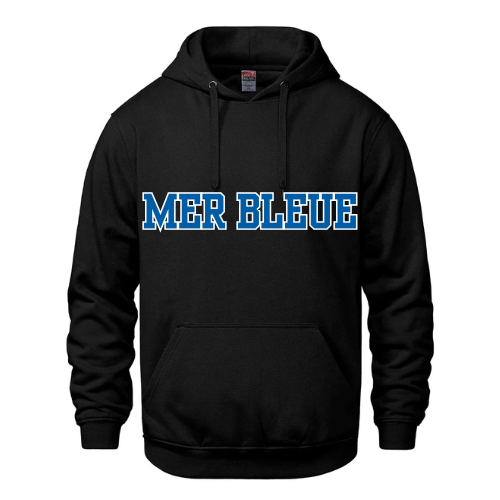 MER BLEUE LOUPS VAULT COTTON HOODIE WITH FULL FRONT APPLIQUE