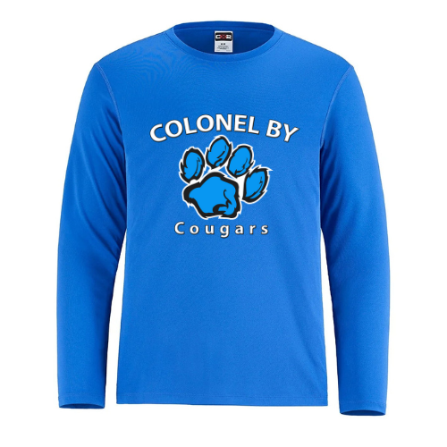 COLONEL BY SHORE DRYFIT LONG SLEEVE TSHIRT WITH FULL FRONT HEAT PRESS LOGO
