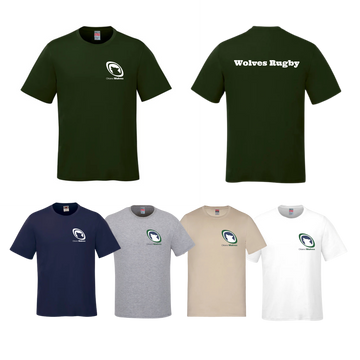 Wolves Rugby Cotton T-Shirt | CX2 Parkour - Left Chest Heat Press & Wolves Rugby on the Back